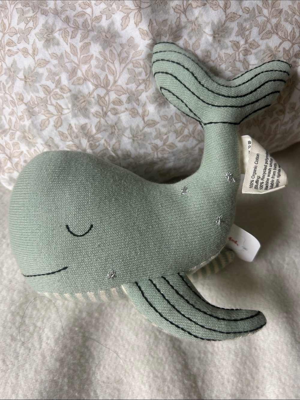 Nwt Organic Cotton Mint Green Whale Plush Toy